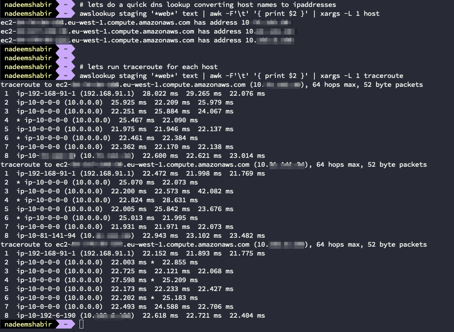 Awslookup Pipe Output